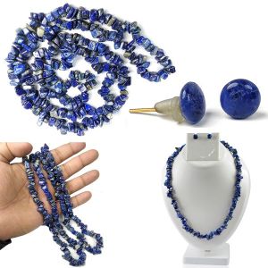 Lapis Lazuli Chip Mala / Necklace With Earring