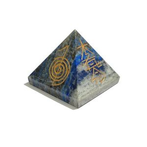 Lapis Lazuli Reiki Symbol Engraved Pyramid 30 mm Approx