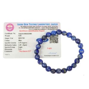 Certified Lapis Lazuli 8 mm Faceted Bead Bracelet 