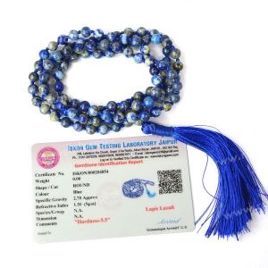 Certified Lapis Lazuli 6 mm 108 Round Bead Mala with Certificate