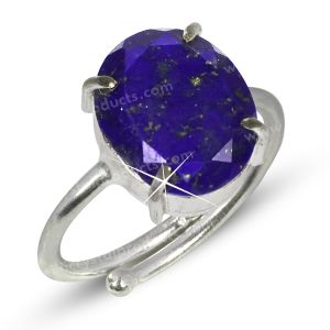 Natural Lapis Lazuli Crystal Gemstone Adjustable Ring (Shape : Diamond Cutting Design)