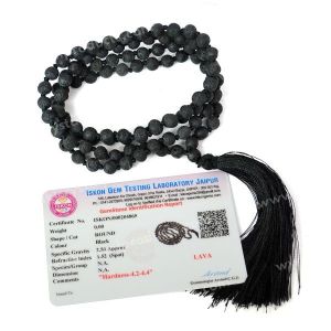 Certified Lava 6 mm 108 Round Bead Mala with Certificate