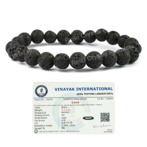 Certified Lava 8 mm Round Bead Bracelet