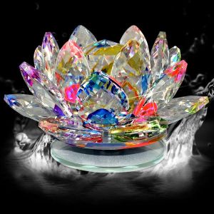 Vastu - Fengshui Transparent Crystal Lotus for Positive Energy A Gift Item for Good Luck & Prosperity