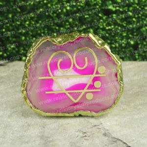 Crystal Stone Agate Love Symbol Sileces & Coaster for Table Decoration