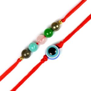 Rakhi for Luck with Evil Eye Band Pack of 2 Pcs For Brothers