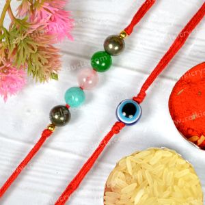 Rakhi for Luck with Evil Eye Band Pack of 2 Pcs For Brothers