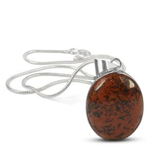 AAA Quality Mahogany Obsidian Oval Pendant With Chain