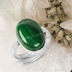Natural Malachite Crystal Gemstone Adjustable Ring