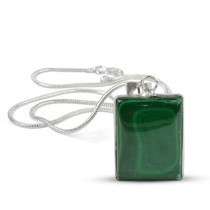 AAA Quality Malachite Square Pendant With Chain