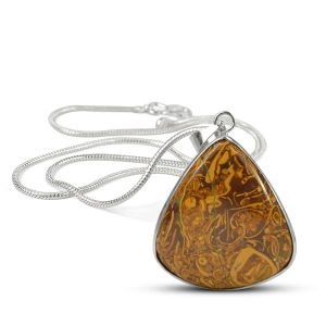 AAA Quality Mariam Agate Drop Shape Pendant With Chain