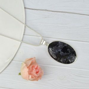AAA Quality Merlinite Oval Pendant With Chain