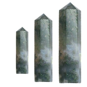 Moss Agate Crystal Pencil / Obelisks