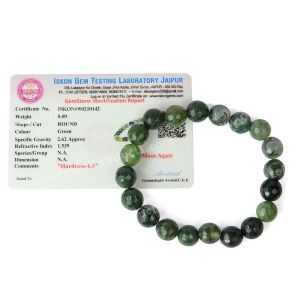 Certified Moss Agate 10 mm Faceted Bead Bracelet 