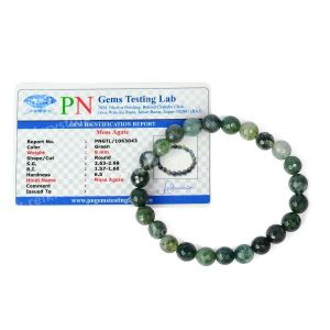 Moss Agate Certificate 8 mm Faceted Bead Bracelet