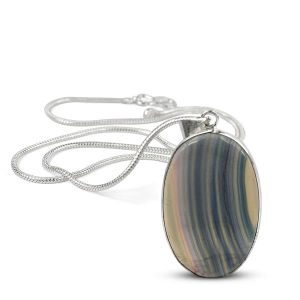 AAA Quality Multi Fluorite Oval Pendant With Chain
