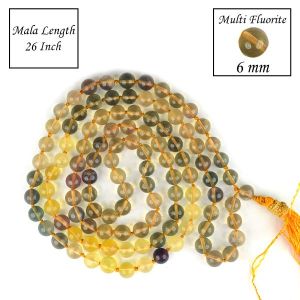 Multi Fluorite 6 mm 108 Round Bead Mala