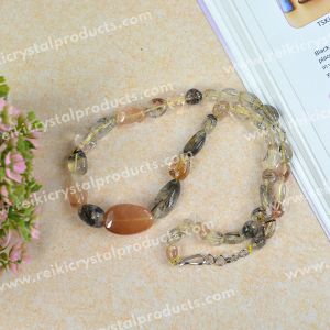 Natural Crystal Stone Multi Rutile Quartz Necklace for Women