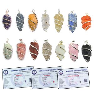 Certified AAA Quality Natural Wire Wrapped Crystal Stone Pendant