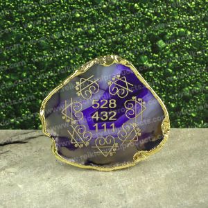 Crystal Stone Agate Gud Luck Symbol Sileces & Coaster for Table Decoration