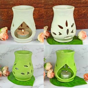 Ceramic Tea Light Candle Aroma Oil Diffuser/Burner with 2 pc Candle