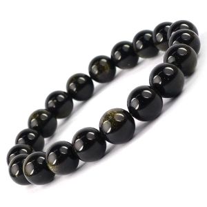 Black Obsedian 10 mm Round Bead Bracelet