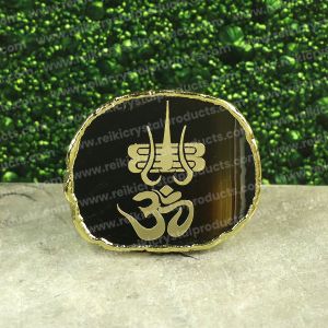 Crystal Stone Agate OM Symbol Sileces & Coaster for Table Decoration