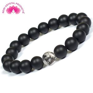 Black Onyx with Howlite Combination 10 mm Bead Bracelet