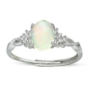 AAA Adjustable Ethiopian Opal Gemstone Ring for Women Girls