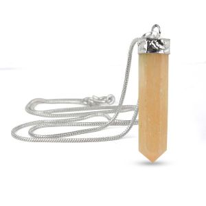 Orange Selenite Pencil Pendant With Chain