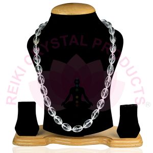 Sphatik/Clear Quartz DC Shiva Lingam Crystal Stone Mala - Necklace Jaap Mala