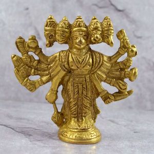 Brass Panchmukhi Hanuman Murti Small (Size 3 Inch Approx)