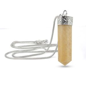 Peach Moonstone Pencil Pendant With Chain