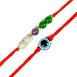 Band for Positive Energy with Evil Eye Band Pack of 2 Pcs For Brothers