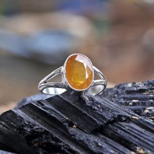Natural Yellow Sapphire/Pukhraj Gemstone Adujstable Ring With Original Stone Ring For Unisex