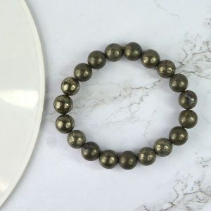 Pyrite 10 mm Round Bead Bracelet