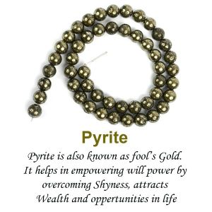 Pyrite 8 mm Round Loose Beads for Jewelery Making Bracelet, Necklace / Mala