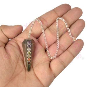 Pyrite With 7 Chakra Six Faceted Dowser / Pendulum