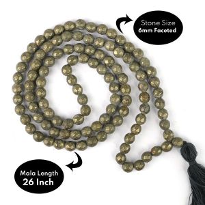Pyrite Faceted 6 mm 108 Bead Mala