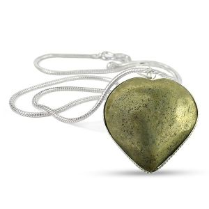 Pyrite Heart Shape Pendant Size 30-35 mm with Chain