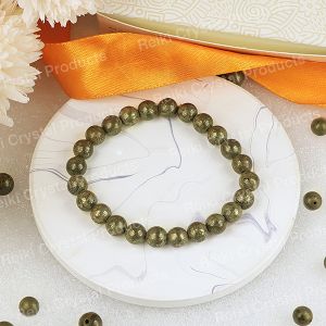 Pyrite 8 mm Round Bead Bracelet