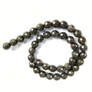 Pyrite 10 mm Faceted Loose Beads for Jewelry Making Bracelet, Necklace / Mala