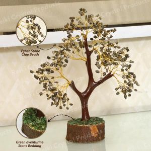 Natural Pyrite Tree, Pyrite Crystal Tree, Pyrite Stone Tree, Pyrite Chips Pyrite Tree 300 Beads, Golden Pyrite Crystal Tree, for Money Showpiece,