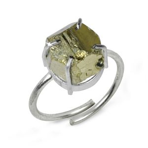 Pyrite Crystal Stone Adjustable Ring