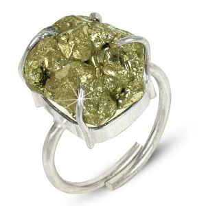 Pyrite Crystal Stone Adjustable Ring