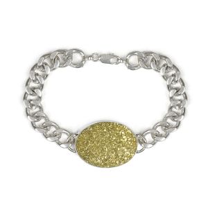 Natural Pyrite Rough Gemstone Oval Shape Bracelet For Boys