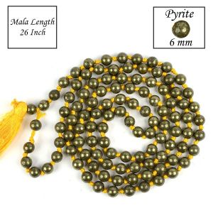 Pyrite 6 mm 108 Round Bead Mala