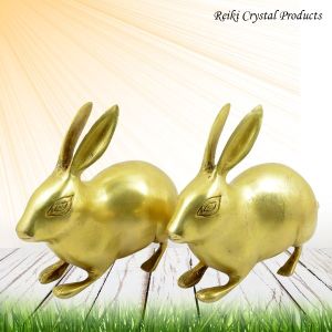 Vastu / Feng Shui Golden Brass Rabbit Pair in big size