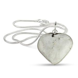 Rainbow Moonstone Heart Shape Pendant Size 30-35 mm with Chain
