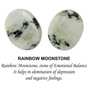 Rainbow Moonstone Worry -Palm Stone Oval Shape Cabochons Pack of 2 pc